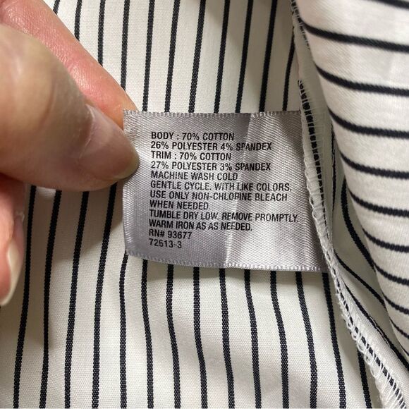 Worthington Striped Tuxedo Ruffle Button Down Shirt Sz L NWT - Picture 11 of 12